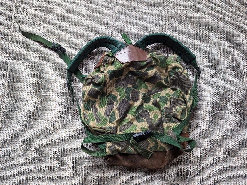 Mochila vintage CABELAS PIEL DE RANA lona BOLSO CUERO camuflaje jansport años 90 Foto 4 de 4