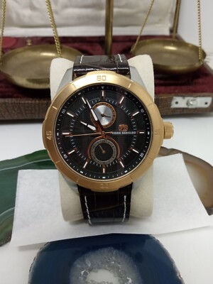 Pierre Bernard Macallan Mens Chronograph Watch #15074 Miyota Quartz Leather 45mm