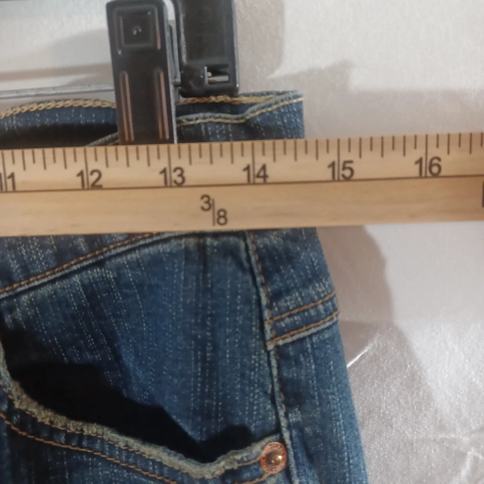 Pantalones de mezclilla TINT corte bota tiro bajo para mujer talla 6 brillo brillante Foto 3 de 4