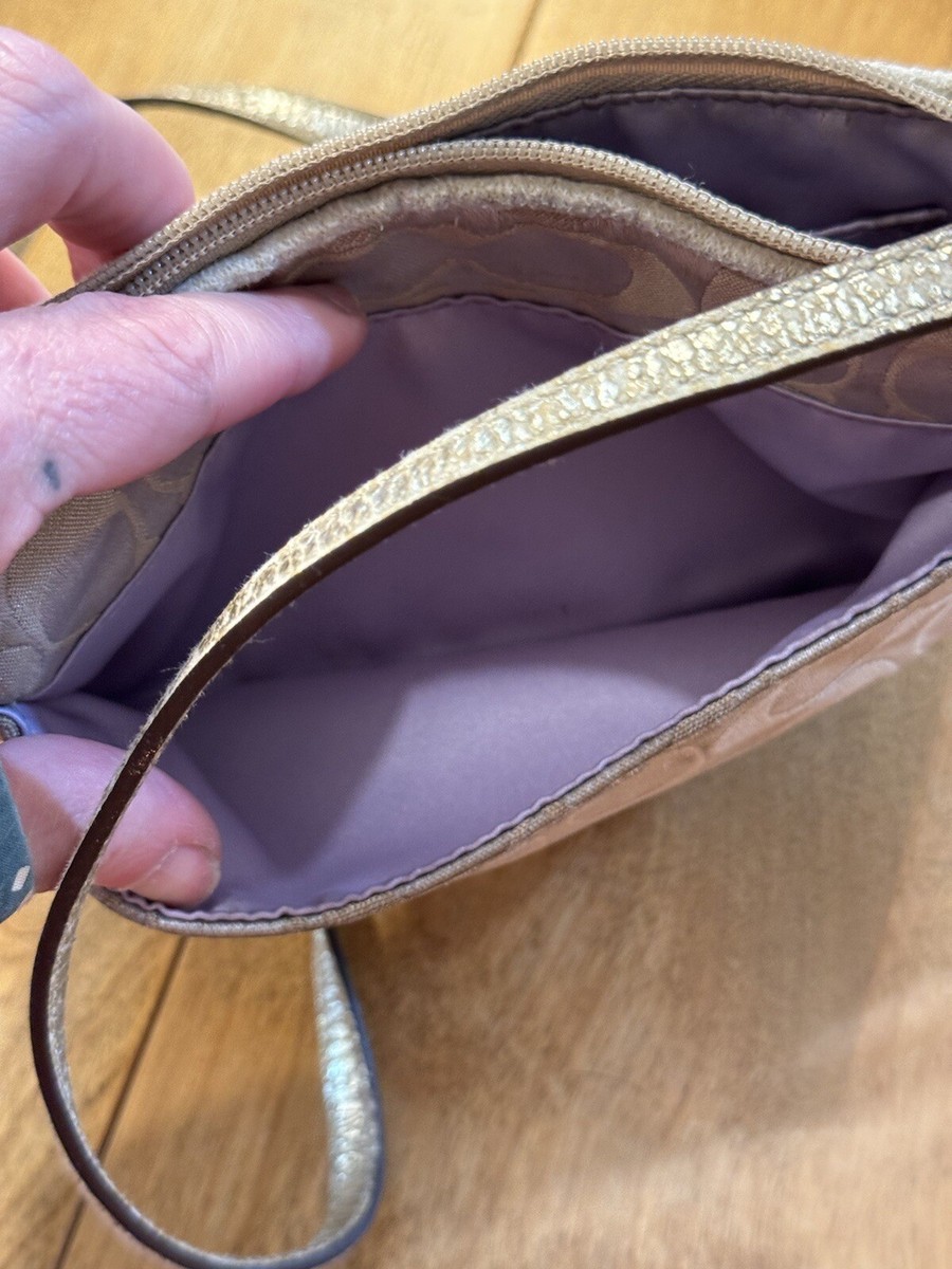 Coach Signature Demi Crossbody Purse Sunglasses Gold Sequin
