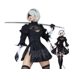 Game Nier Automata YoRHa No.2 Costume 2B Cosplay Wig Anime Costumes Fancy Dress