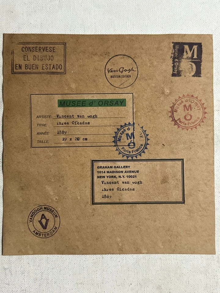 vincent van gogh drawing and painting on old paper signed stamped vintage - Image 2 of 2