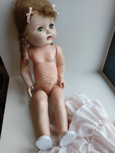 Ancienne poupée Saucy Walker Idéal Toy compact année 50 bruiteur 53 cm - Foto 18 di 19