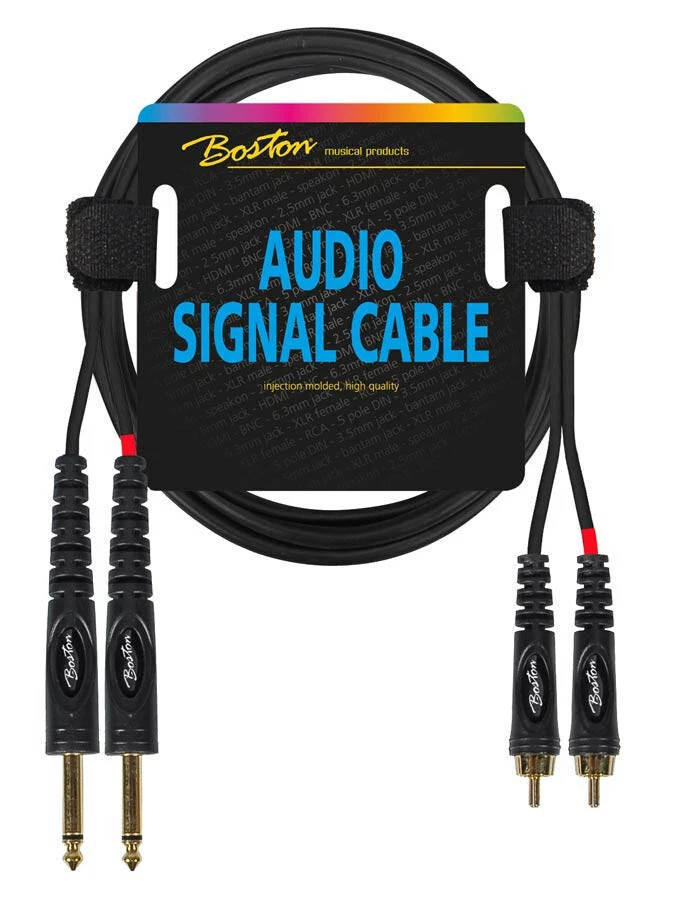 Audiokabel 2x RCA 6.3mm Monoklinke 0,75m Boston AC-273-075 Schwarz 5 Stück Pro - Bild 2 von 2
