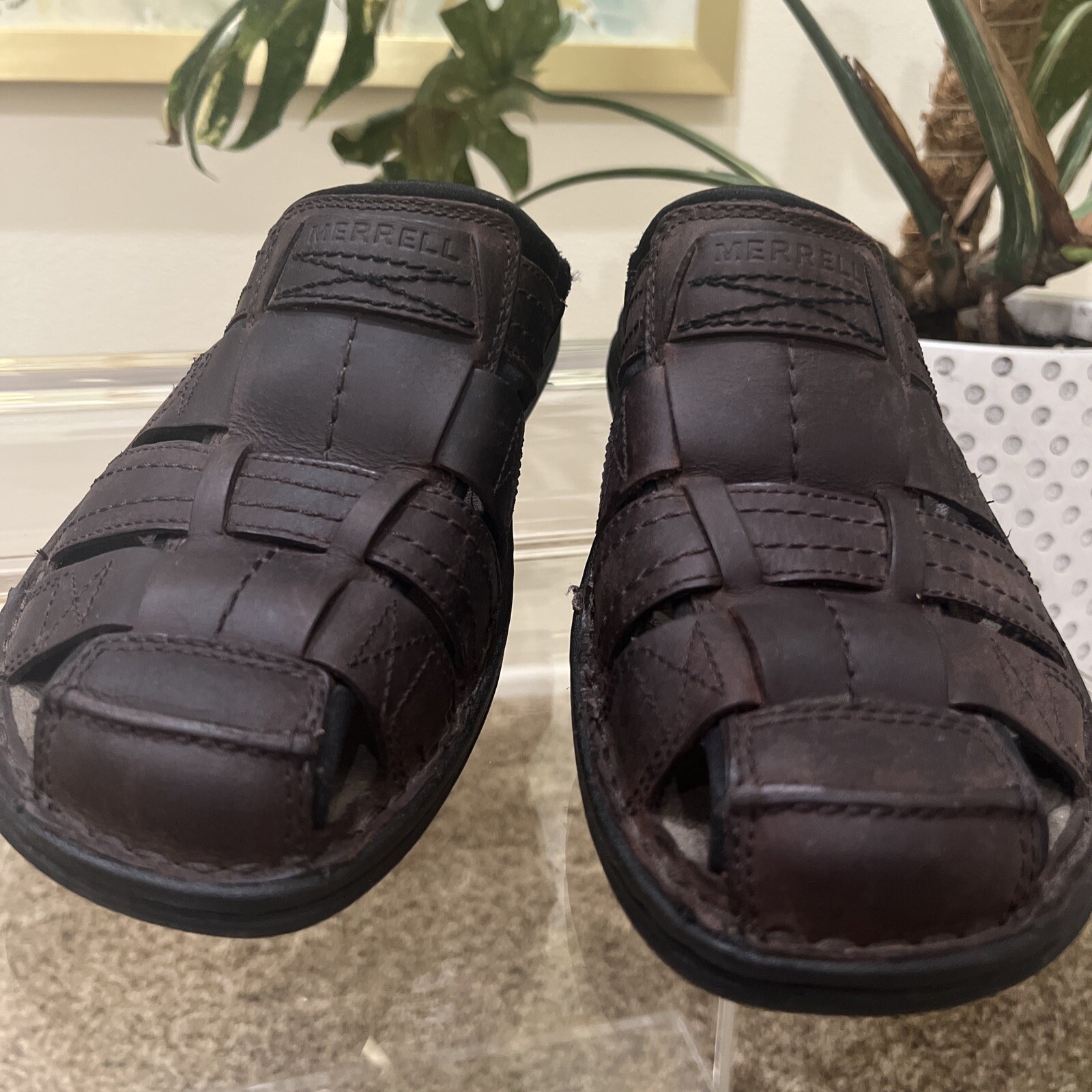 Merrell World Reaction Sandali Bracken Pelle Marrone Uomo Taglia 11 44