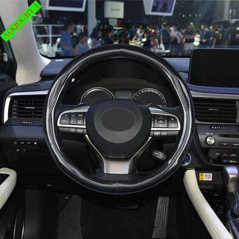 For LEXUS NX RX ES UX CT LS O-shape Steering Wheel Cover Carbon Fiber Anti-slip - Image 2 of 4