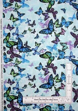 Butterfly Fabric Butterflies Aqua Digital Cotton Timeless Treasures CD8373 Yard