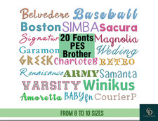 MACHINE EMBROIDERY FONTS - 20 EMBROIDERY FONTS on USB - PES for BROTHER