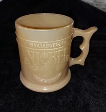 Glass WHATABURGER Nickel Coffee Cup Mug Vintage Ad Buffalo 5 Cents Motif