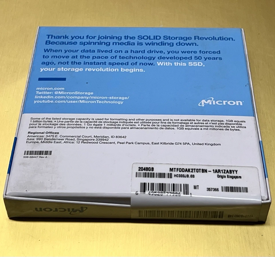 MICRON 1100 2 TB 2.5" SATA 6Gb/s 3D NAND SSD MTFDDAK2T0TBN -SEALED - Image 3 of 4