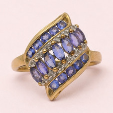 9ct Gold Tanzanite & Diamond Dress Ring | Fully Hallmarked | Size L