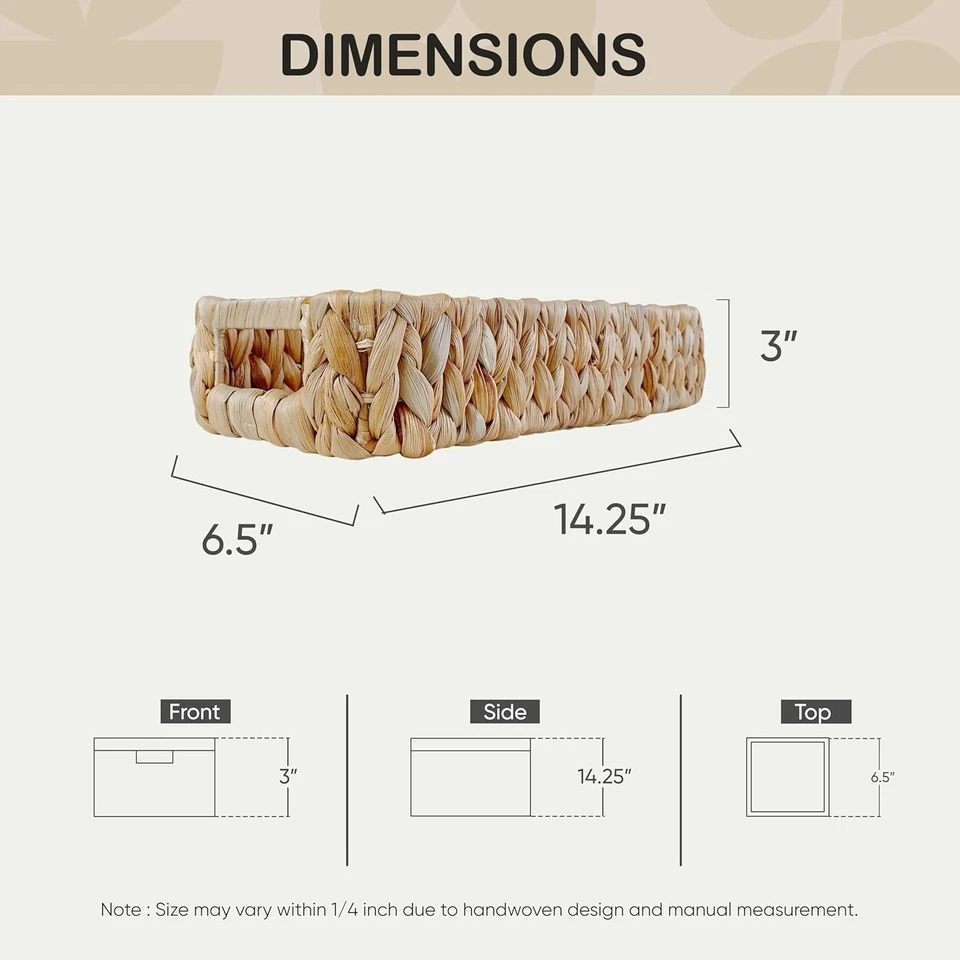 Cesta de almacenamiento grande de mimbre 14" - Cubo de jacinto de agua tejido a mano con asas Foto 3 de 4
