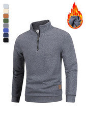 2025 Men’S Quarter Zip Hoodie Basic Pullover Men Casual Fleece Sweatshirts Tops