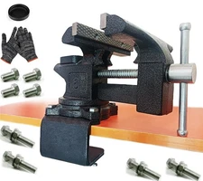 2-in-1 Heavy Duty Bench Vise 6" Black Clamp-On Rotating Table Work Vice