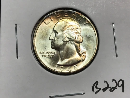 1945-S Washington Quarter - Toned BU/Uncirculated 90% Silver 25C - B229