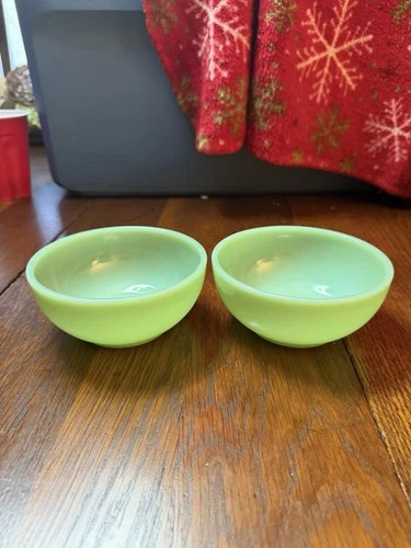 Vintage Fire King Jadeite Oven Ware 5” Cereal Bowls (2)