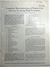 1956 ASME COMPUTER REPRESENTATIONS OF ENGINEERING SYSTEMS FLUID TRANSIENTS PAPER