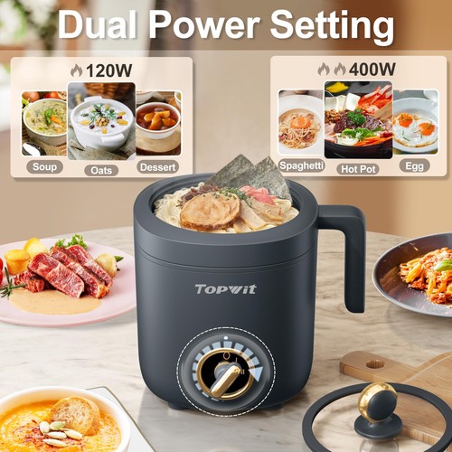 Hot Pot Electric Pot for Cooking, Ramen Cooker 1.2L, Non-Stick Portable Noodl... - Picture 4 of 7