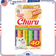 Inaba Churu Creamy, Lickable Wet Cat Treats, 0.5 oz, 40 Tubes, Chicken Variety