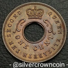 East Africa * Uganda * Kenya 1 Cent 1957. KM#35. Holed Bronze One Penny coin. ST