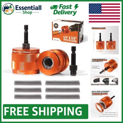 Versatile Copper Pipe Cleaner Set: 1/2'' & 3/4'' Tools for Rust and Stain Removal