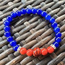 Blue Orange Round Beaded Stretch Bracelet No Clasp Ball/Bead Chain