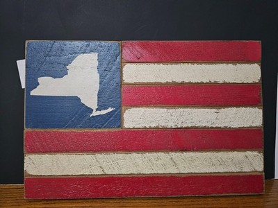 RUSTIC MARLIN WOOD AMERICAN FLAG/ LONG ISLAND WALL HANGING