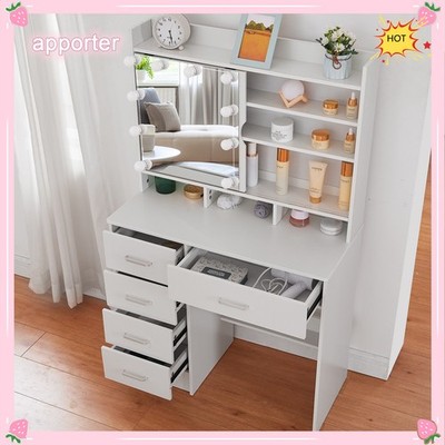 Vanity Set Makeup Desk Dressing Dresser Desk Table w/5 Drawer Led Lights Mirror