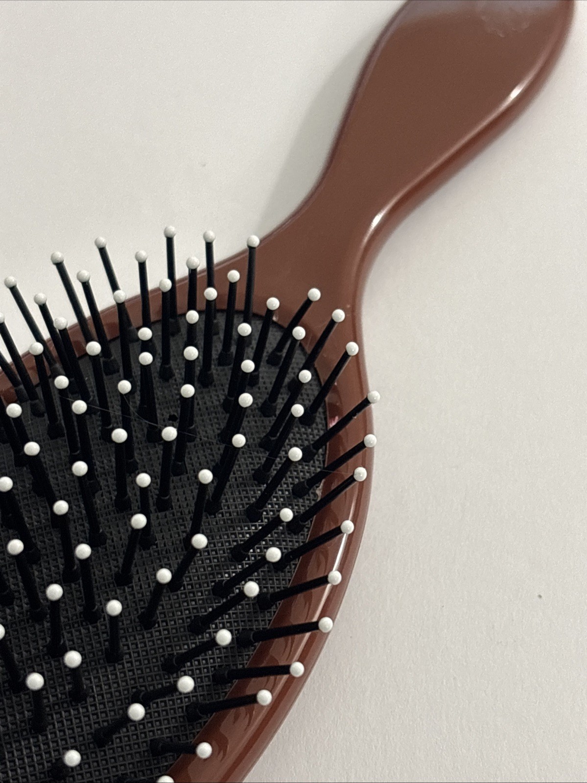 Detangling Brown /Wht Ball Tipped Handheld Plastic Hair Brush 8” New In Package