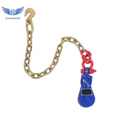 2 Tons Snatch Block with G80 Chain | 3" Sheave for 3/8 Inch Wire Rope Blue