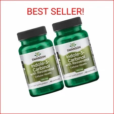 Swanson Indole-3-Carbinol with Resveratrol - I3C Supplement Promoting Cellular P