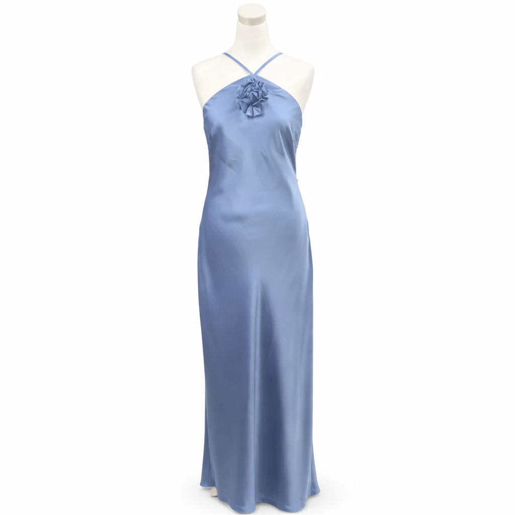 yas bridesmaid dress Royal Blue Off-shoulder Satin Mermaid Long Bridesmaid Dress, BD3256 –  SposaBridal main image 1