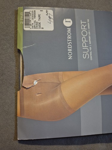 Nordstrom Sheer Pantyhose Control Top punta gamba trasparente taglia B scamosciata tortora - Foto 2 di 5