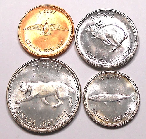1967 SILVER Centennial Set CHOICE MS BU Beautiful 4 pcs. Elizabeth II Canada Lot