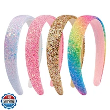 Tihebax Headbands for Girls Women Glitter Rainbow Headband Women Girls Sparkl