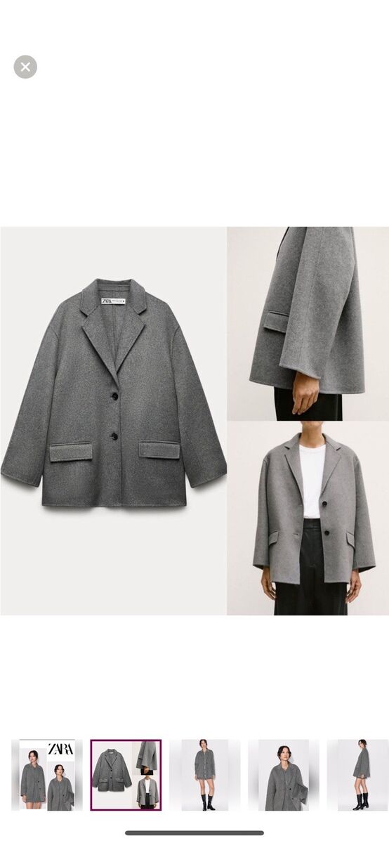 ZARA NEW WOMAN ZW COLL. DOUBLE-FACED WOOL BLEND BLAZER GREY ZARA NEW WOMAN ZW COLL. DOUBLE-FACED WOOL BLEND BLAZER GREY