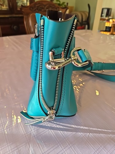 Michael Kors Unique Turquoise Soft Leather Shoulder Crossbody H.bag Purse - Picture 6 of 17