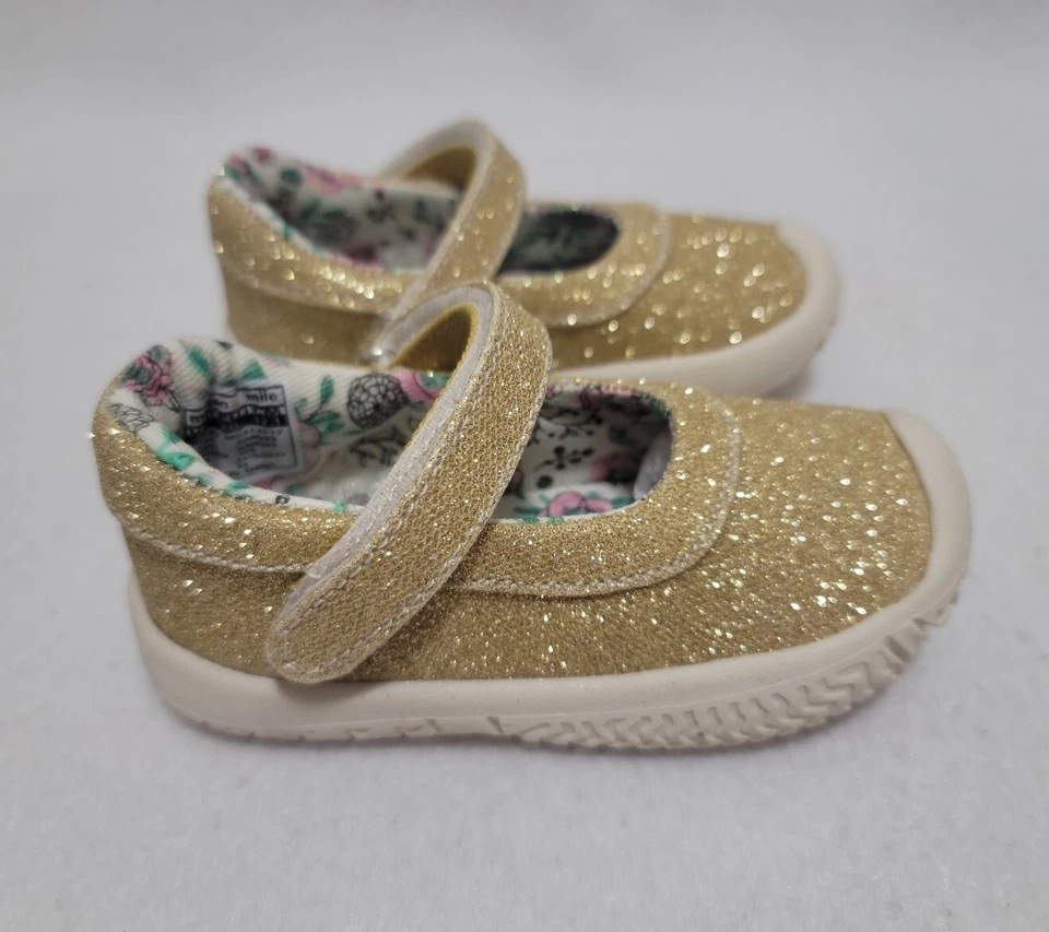 Morgan & Milo Infantil Brillante Mary Janes Dorado Zapatos Tenis Talla US 5 EU 20 Foto 2 de 4