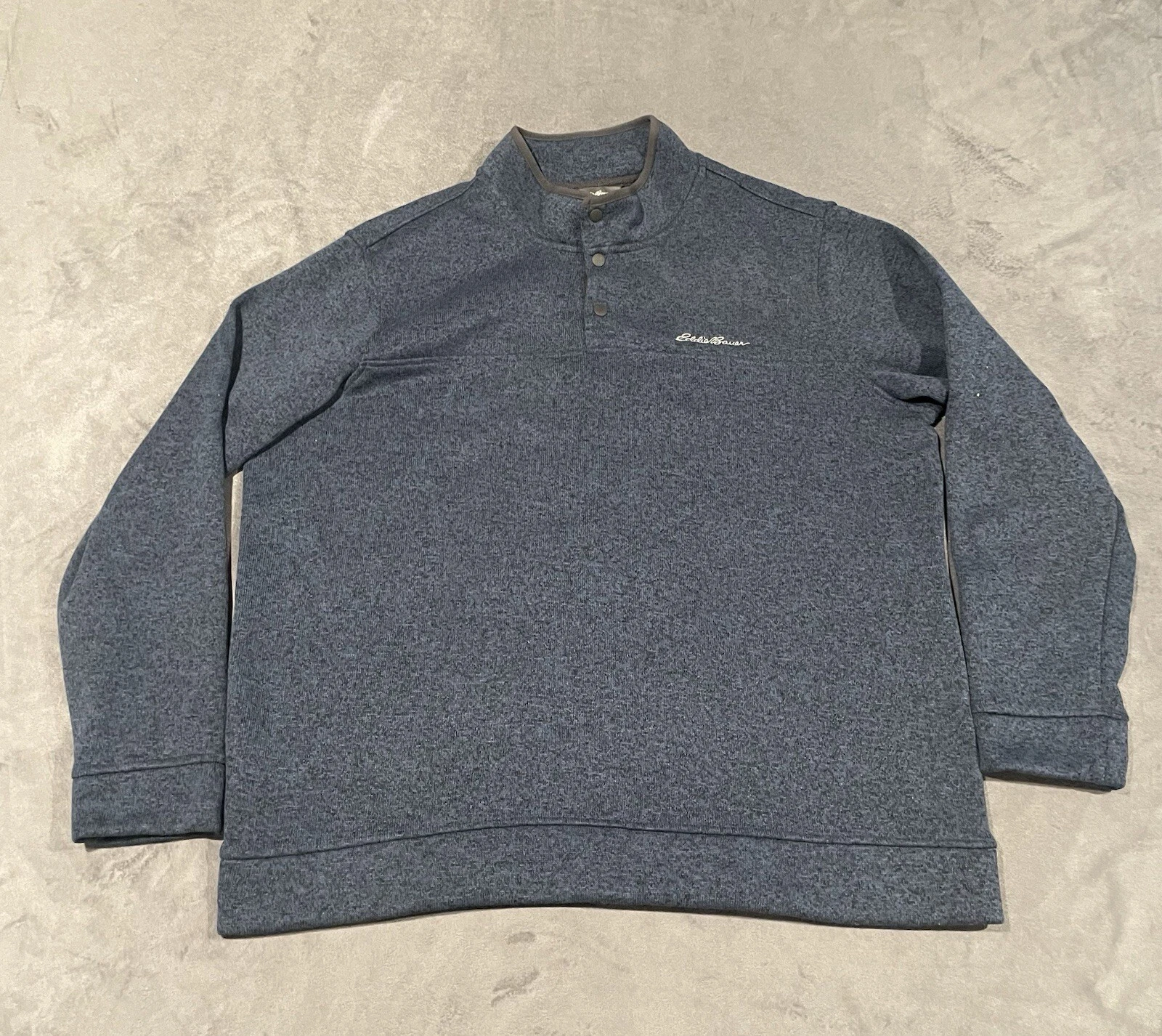 VETEMENTS Maglione Eddie Bauer uomo XXL blu pile finto collo felpa a scatto