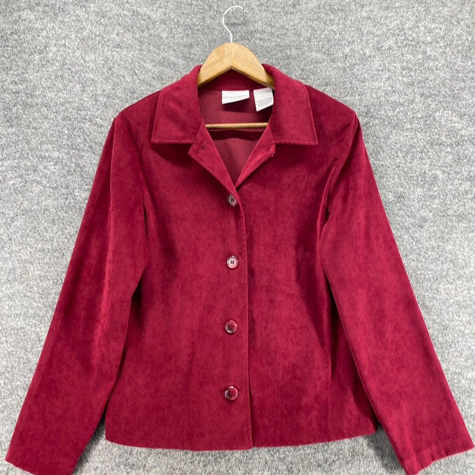 Chaqueta Jaclyn Smith Mujer M Mediana Roja Cuello Abotonado Manga Larga Clásica Foto 3 de 4