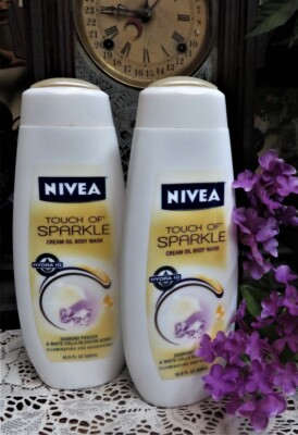 2 Nivea Touch Of Sparkle Diamond Powder & White Calla Blossom Body Wash 16.9 oz