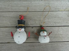 Christmas Ornaments 5" & 3.5" Snowman Cardinal on Head Snowman DC w Heart PO13