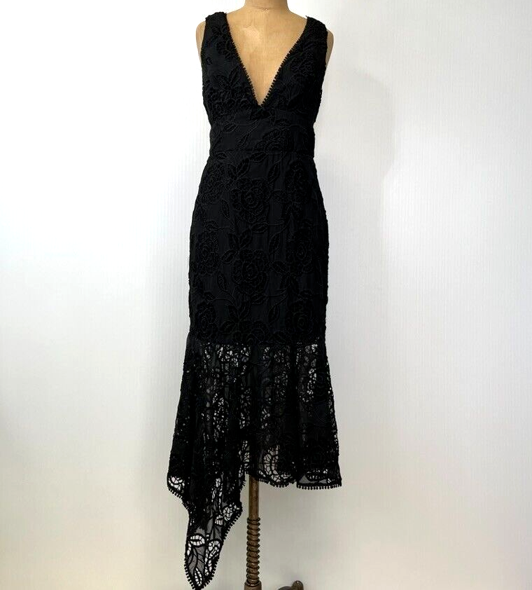 Karina Grimaldi Dress Women Medium Asymmetric Lace Floral Midi Party Core  Cruise | eBay