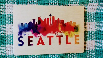 WOODEN BEAUTIFUL POST CARD BUISNESS DISTRICT SEATTLE WASHINGTON