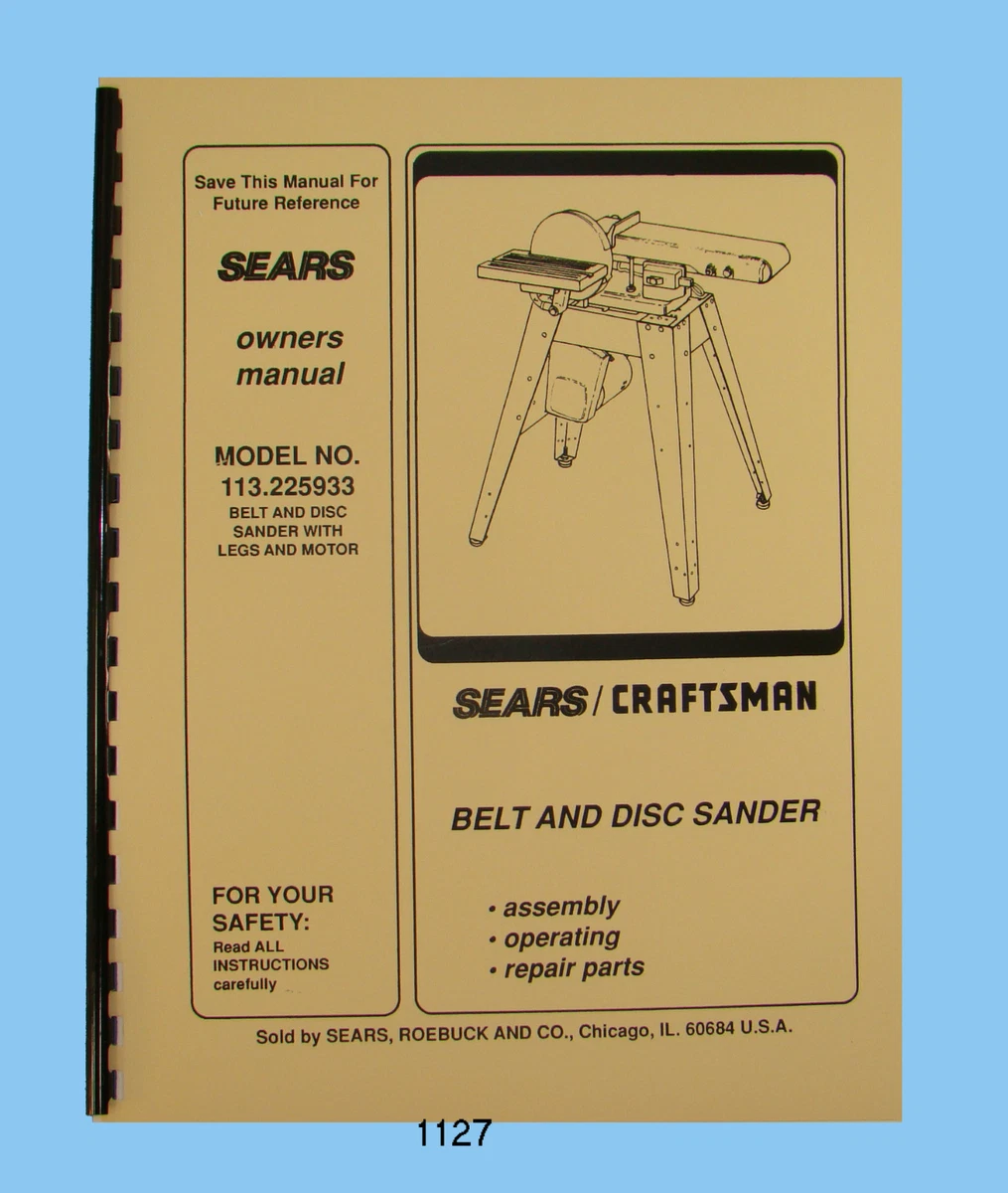 Craftsman 113225930 User Manual SEARS BELT AND DISC SANDER