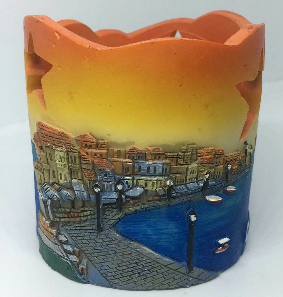Castiçal resina pintura tradicional lembrança 3D cidade praia XANIA Creta - Imagem 2 de 4