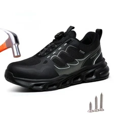 Rotation Button Safety Shoes Men's Steel Toe Work Indestructible Protective Shoe