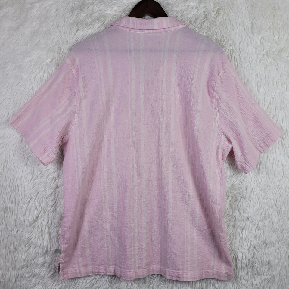 Standard Cloth Urban Outfitters Liam Crinkle Men Button Up Pink Stripe L Gauzy - Image 4 of 4