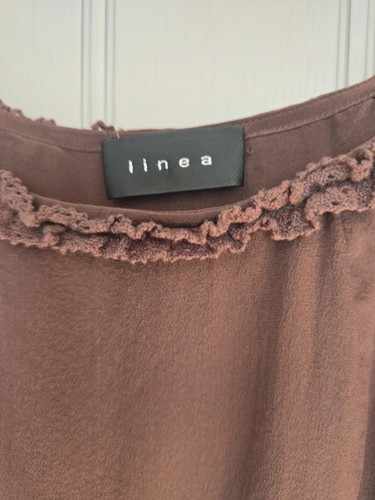 Linea Boho/y2k Style Chocolate Ruffle Maxi Skirt, 100% Silk,size 10 - Picture 3 of 6
