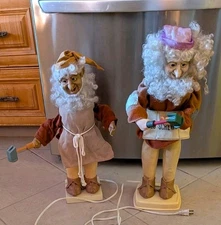 Working Telco Animated Motion-Ette Santa's Workshop Elf Lot of 2 Vintage Elves